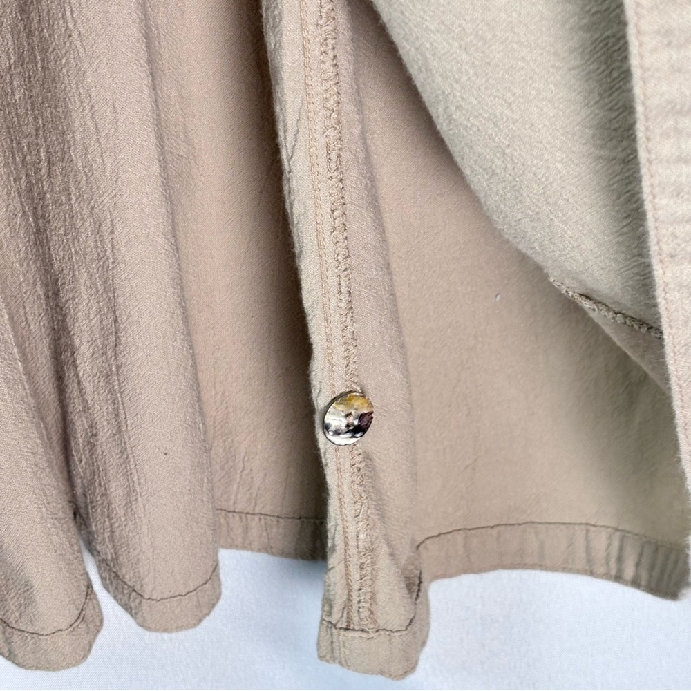 CMC Color Me Cotton Linen-Look Dress Small S Beige Tan Midi Pocket Made In USA - Picture 10 of 12